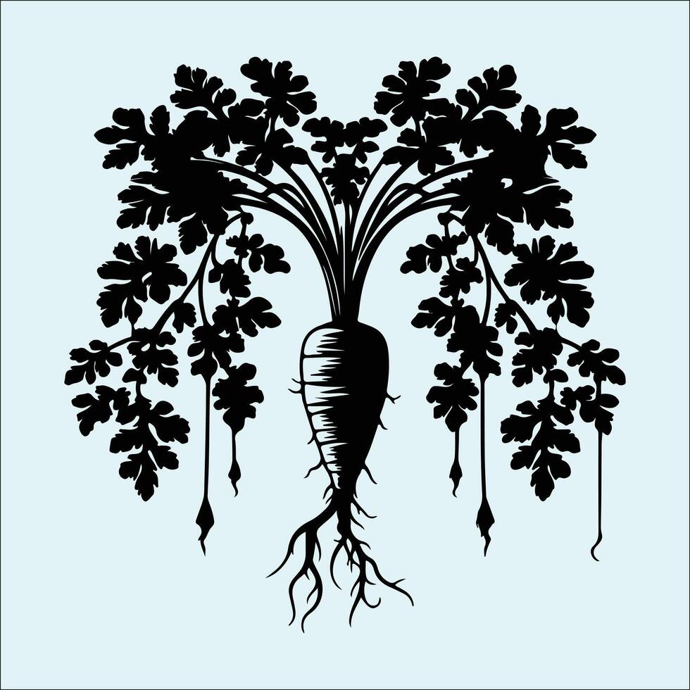 Organic Parsnip Silhouette Illustration for Healthy Food Art vector