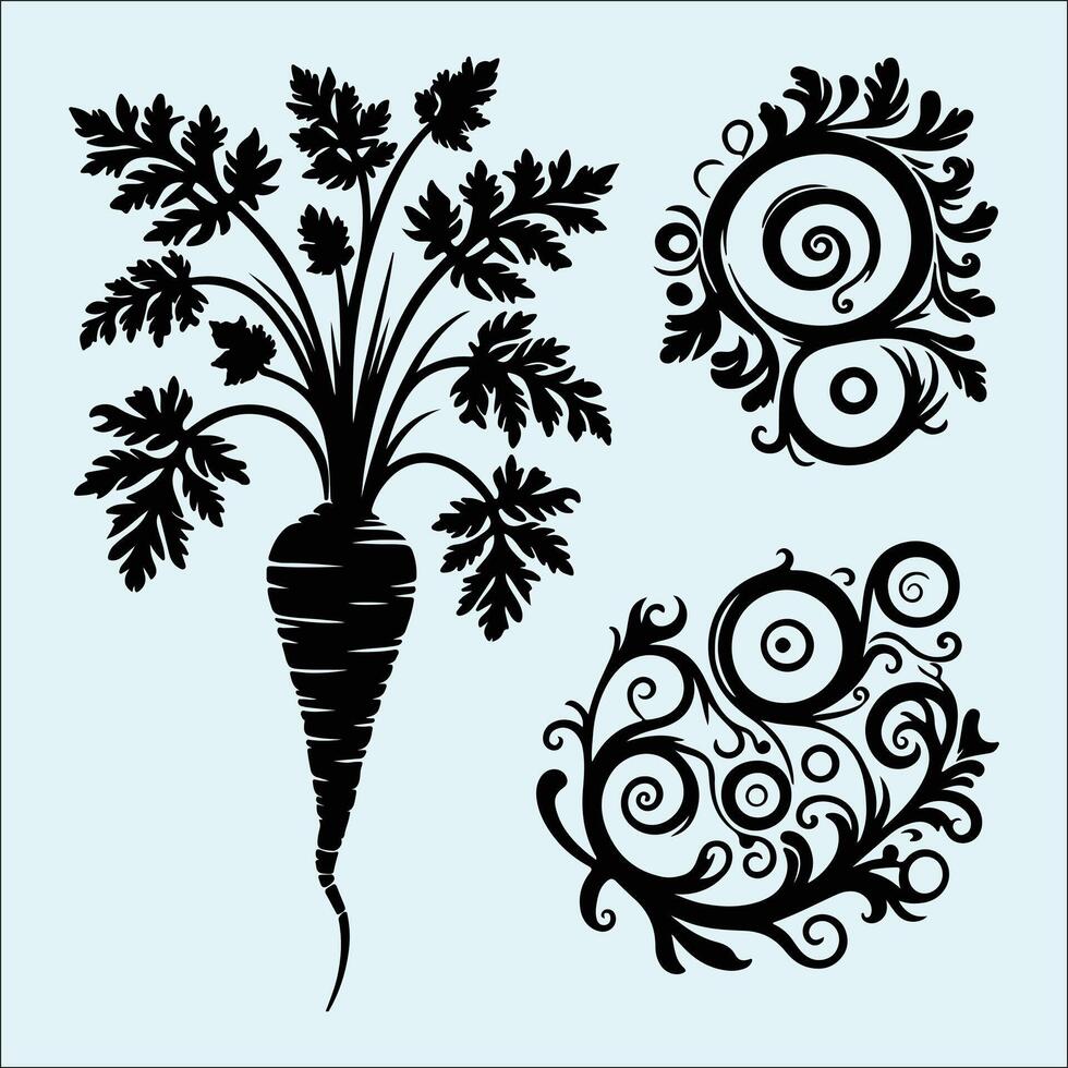 Bold Parsnip Silhouette for Harvest and Food Projects vector