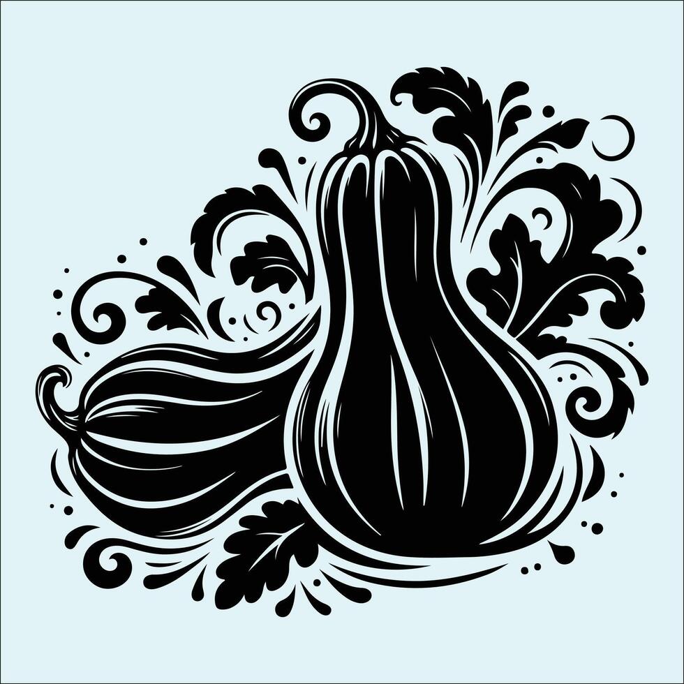 Butternut Squash Black Outline for Healthy Living and Eco Friendly Art vector