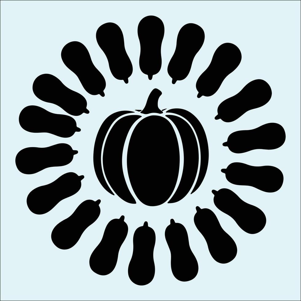 Butternut Squash Vegetable Silhouette in Black vector