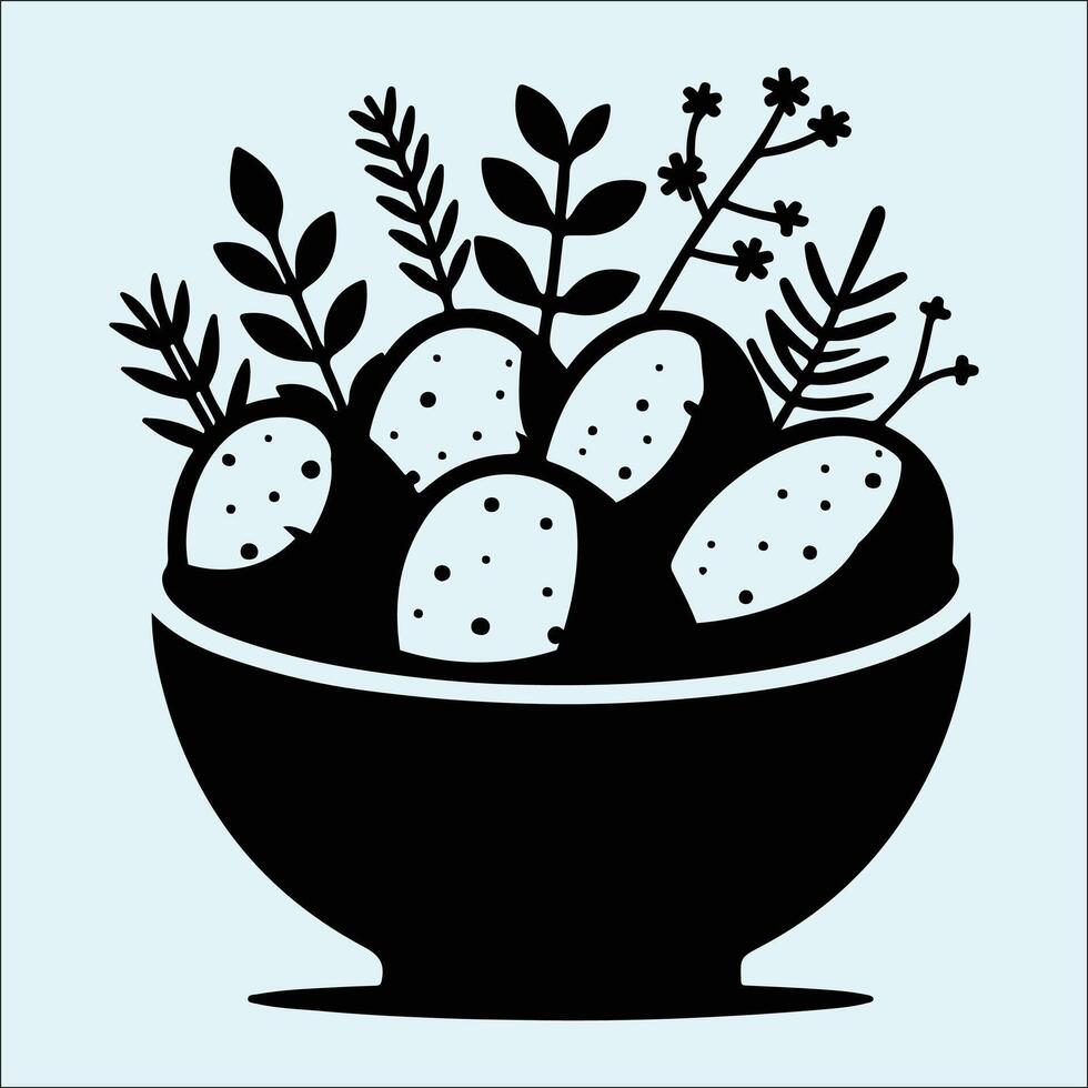 Botanical Silhouette of Potato and Yam for Gardening and Vegetable Illustrations vector