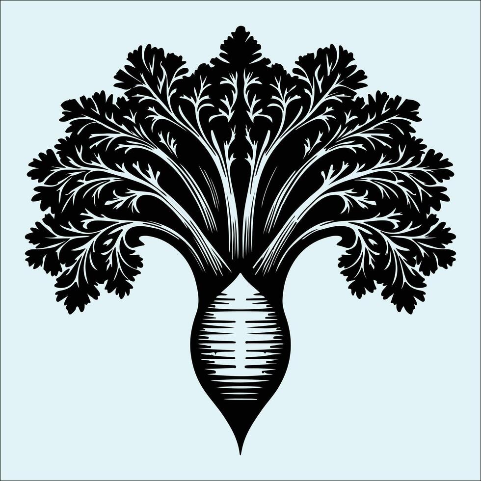 Parsnip Root Vegetable Silhouette Illustration in Black vector