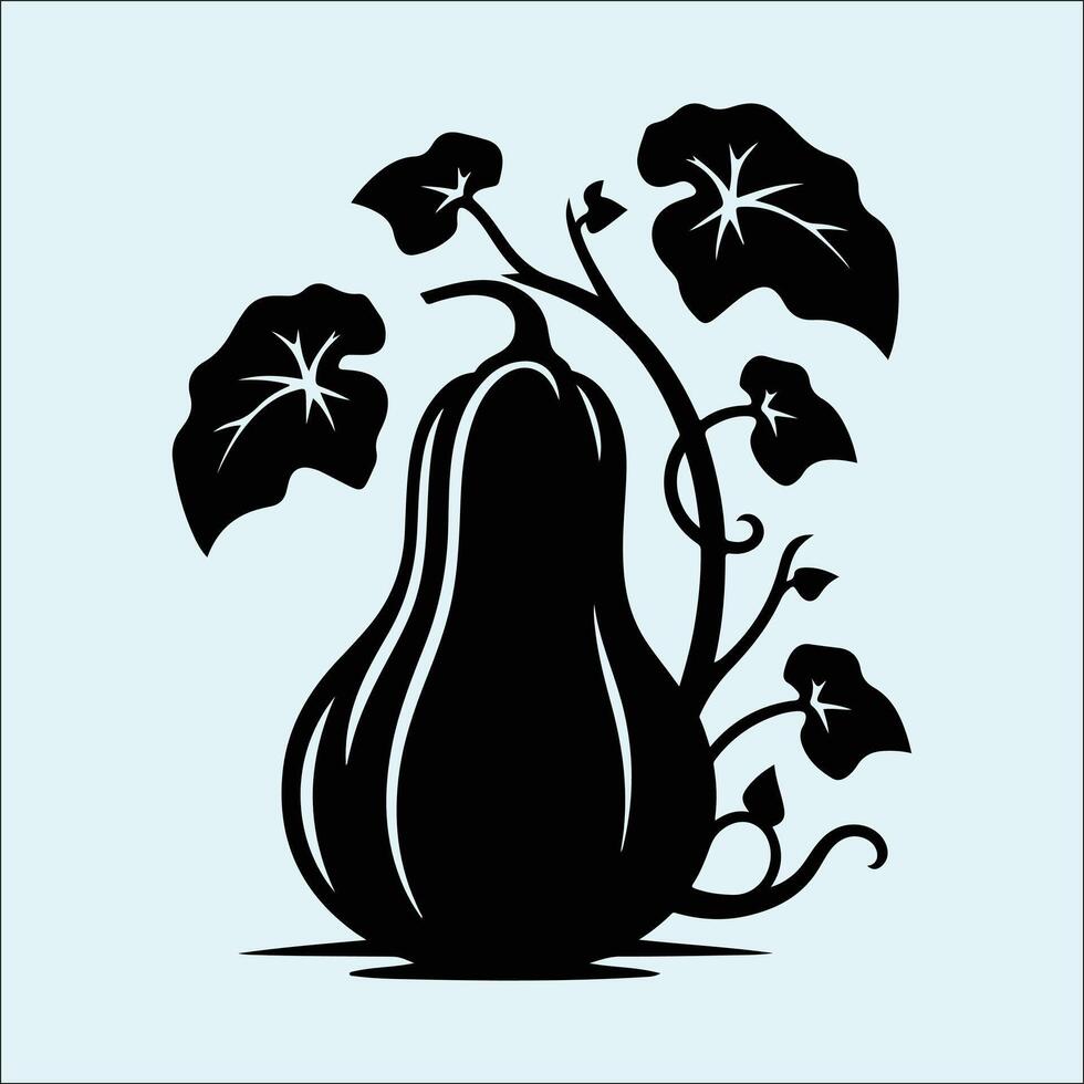 Clean Butternut Squash Silhouette in Black for Agricultural and Kitchen Art vector