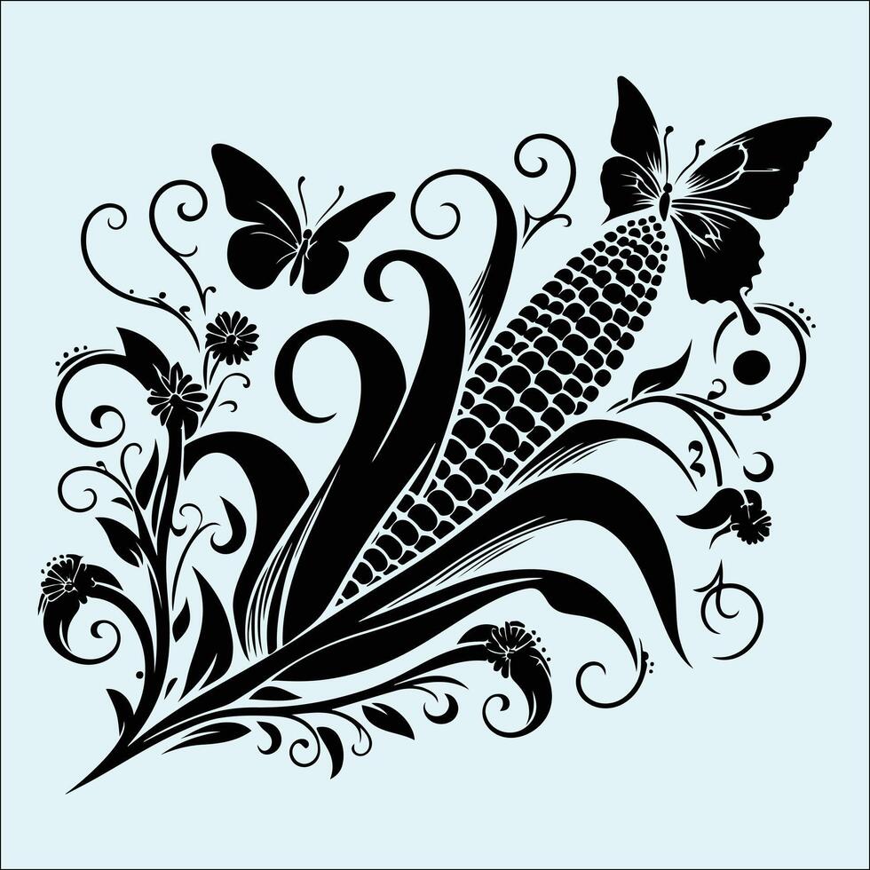 Corn Cob Silhouette Design for Autumn and Organic Themes vector