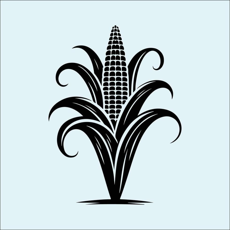 Simple Corn Vegetable Silhouette for Healthy Food Art vector