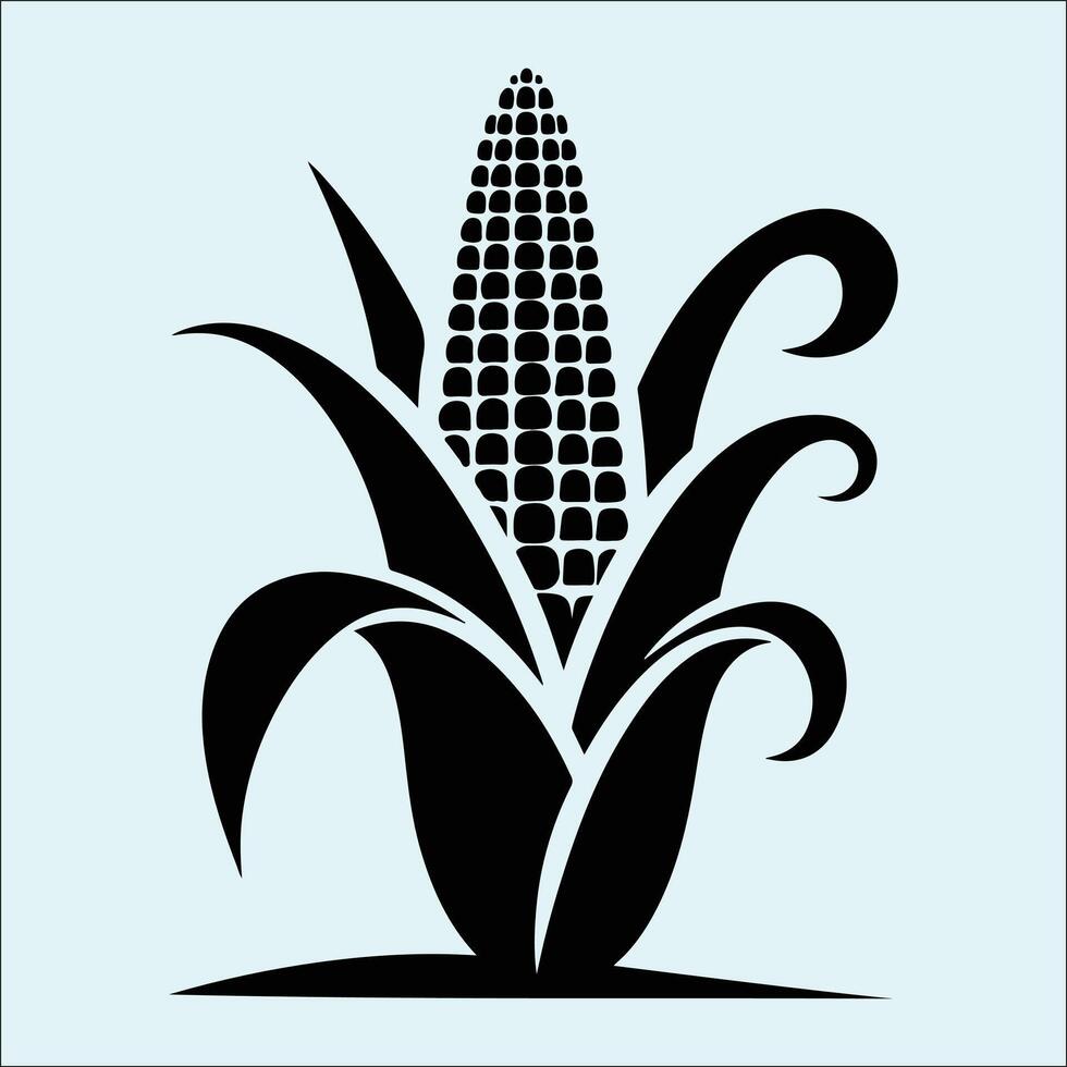 Minimal Corn Silhouette for Sustainable Food Illustrations vector