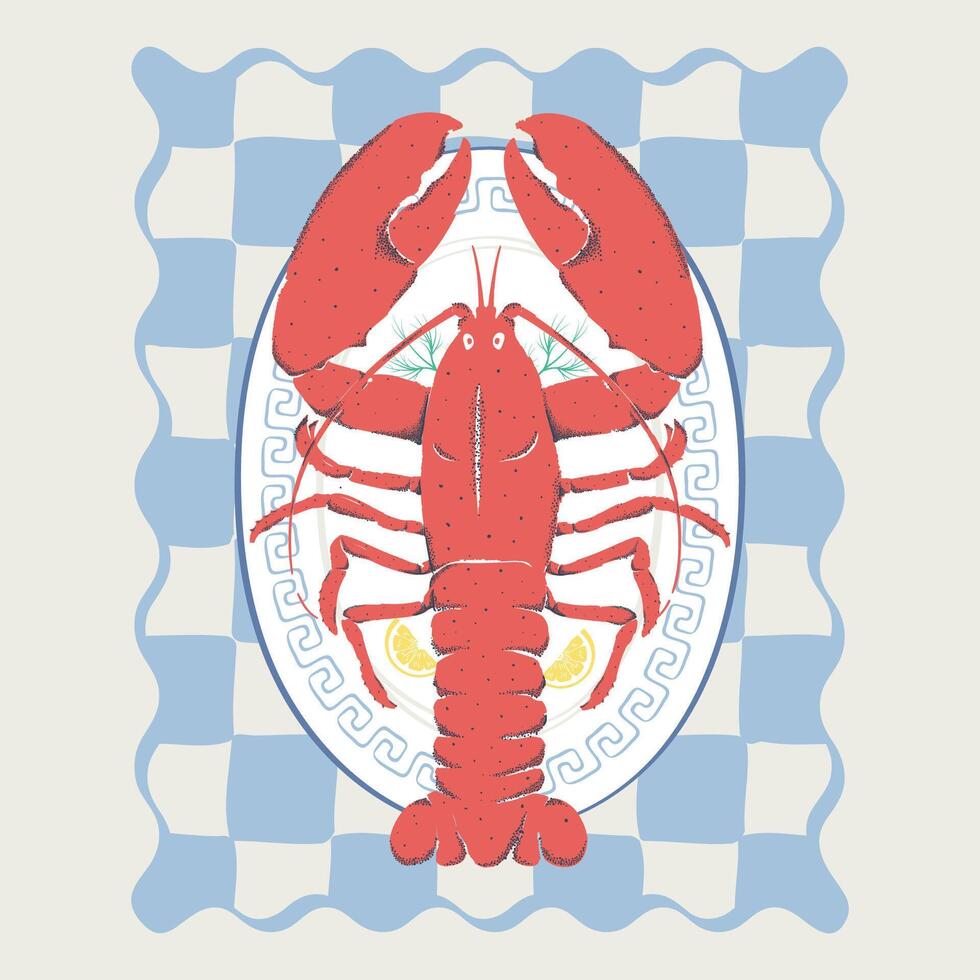 Lobster fish Seafood vintage artwork for t shirt print , poster and other uses vector