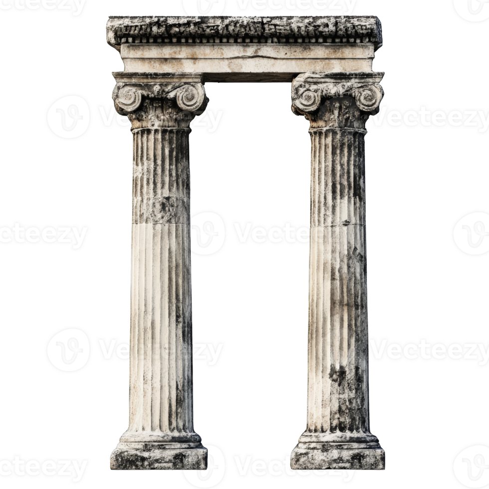 Ancient stone pillars ruins historical architecture isolated png
