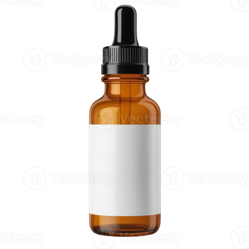 Amber glass bottle with dropper mockup essential oil png