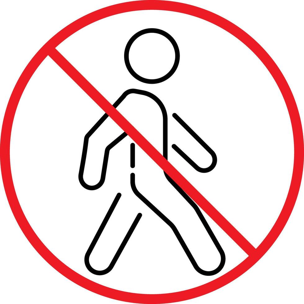 Walking ban icon. No Pedestrian Crossing Icon. Safety Restriction Symbol with Diagonal Line. vector