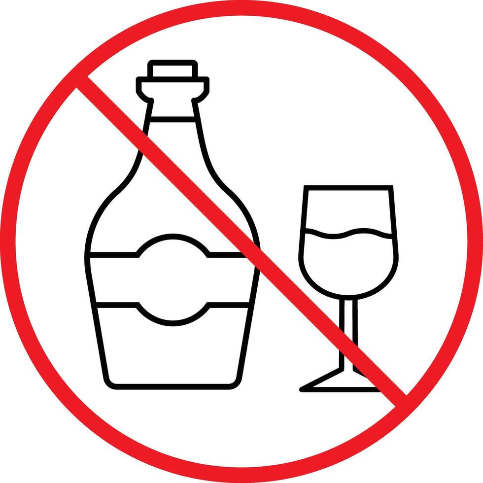 No alcohol icon. no alcohol sign . Do not drink alcohol in this area. isolated on white background. design in trendy style. vector