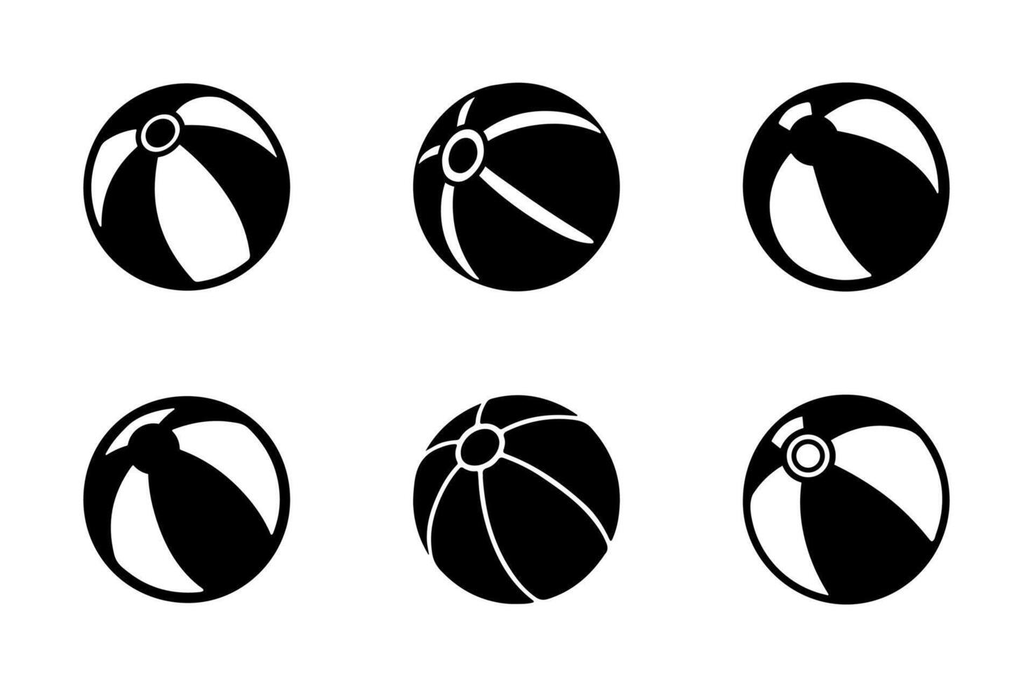 Minimalist beach ball silhouette icons vector