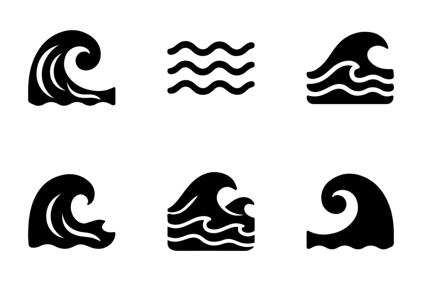 Collection of wave icons vector