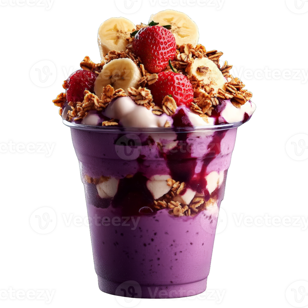 Berry parfait dessert with whipped cream layers png