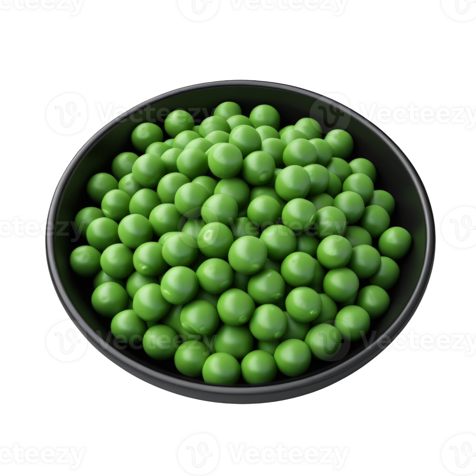 Green peas in black bowl transparent background png