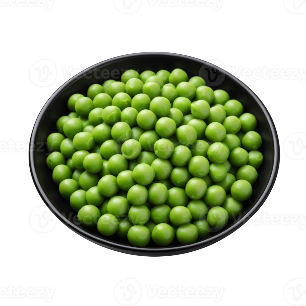 Black bowl with green peas healthy food png