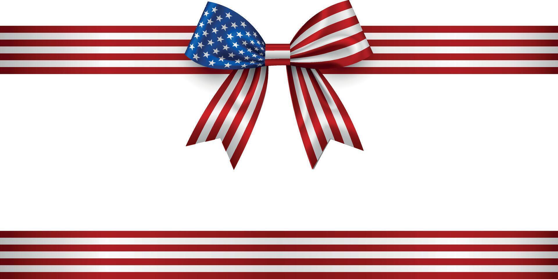 4th of july bow with ribbon. isolated bow and ribbon with usa flag colors vector