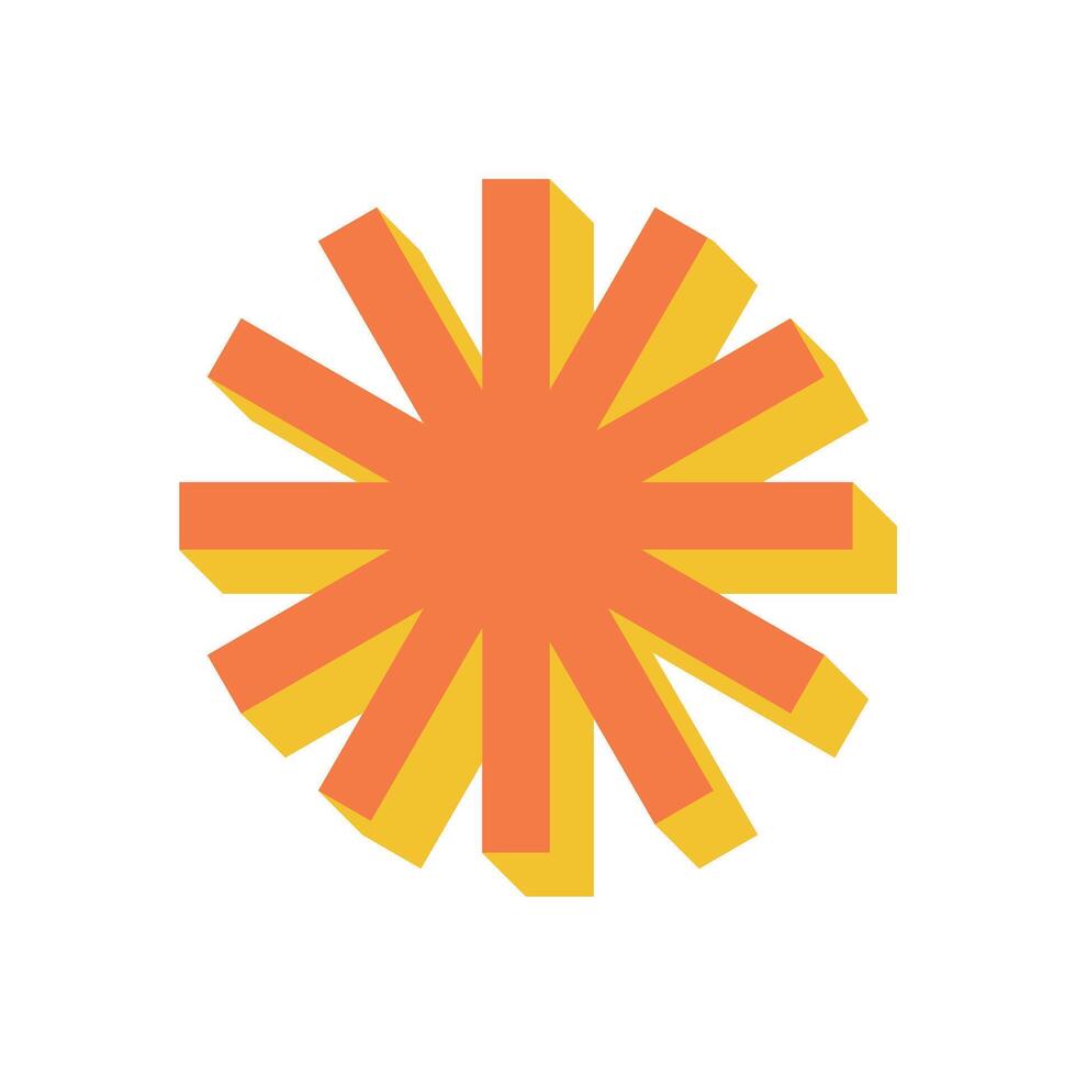 Bold abstract star shape. Modern geometric icon element. A flat, brutalist design with shadow, perfect for y2k aesthetic, contemporary art, or graphic applications. vector