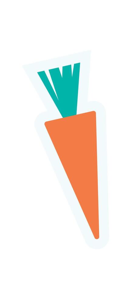 Flat carrot element sticker. Simple vegetable shape in modern design. Abstract form of carrot as a graphic element, ideal for trendy projects, digital art, and retro themes. vector