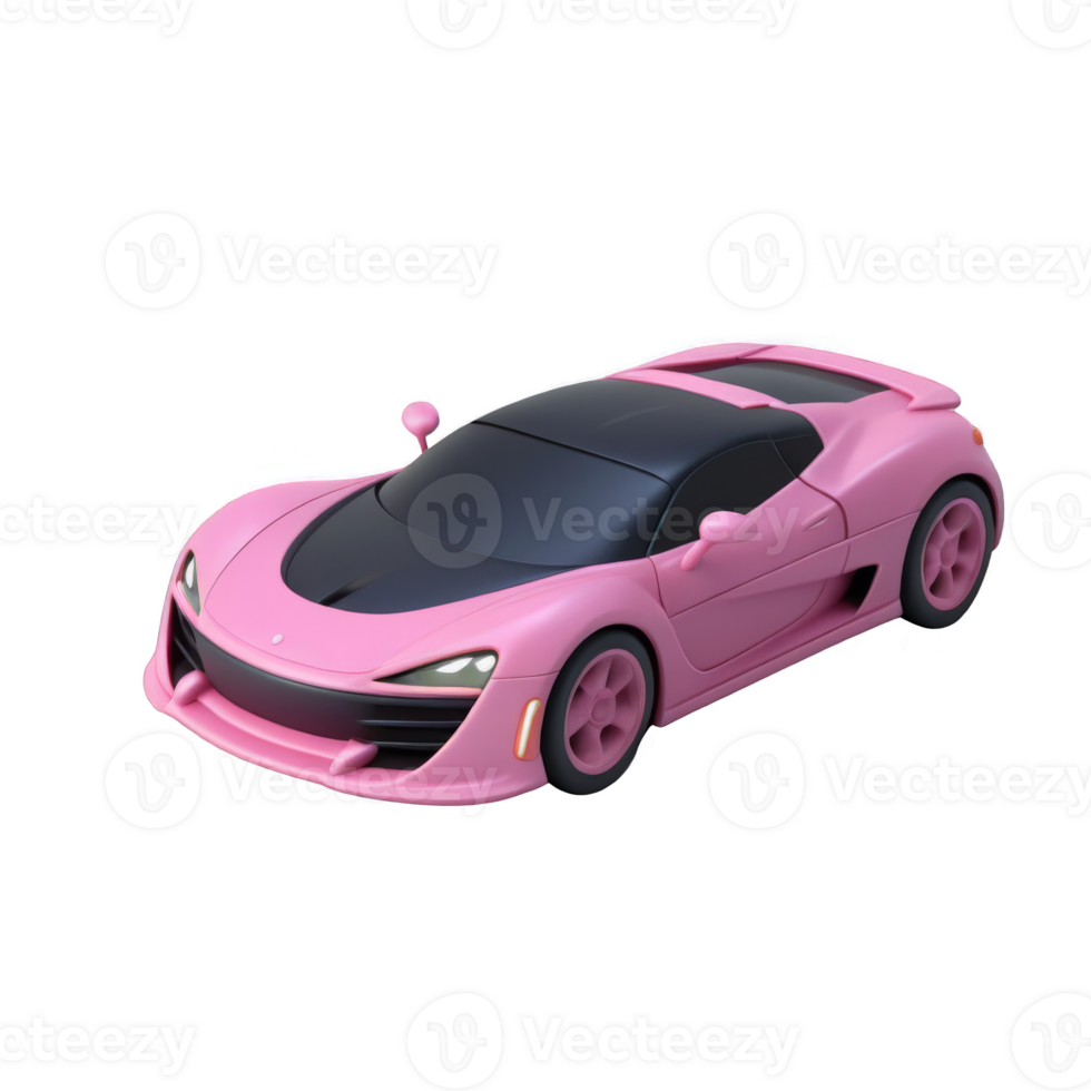 Cartoon clay car smooth rendering 3D png