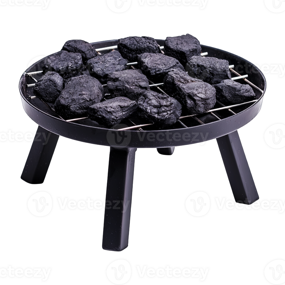 Round charcoal camping grill metal texture png