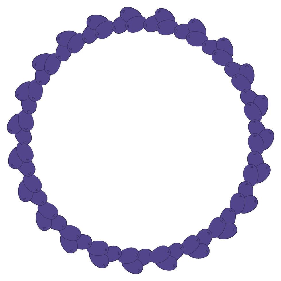 Minimalist Circular Wreath Made of Purple Berries in a Hand-Drawn Decorative Design vector