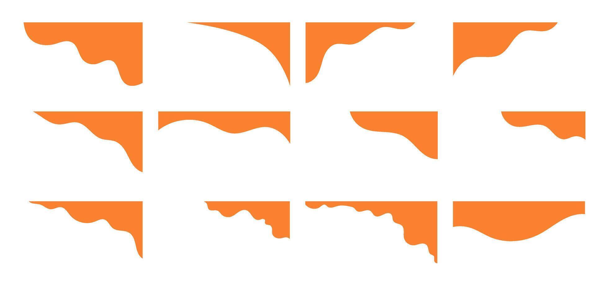 Abstract orange wave header designs with smooth and irregular curves vector