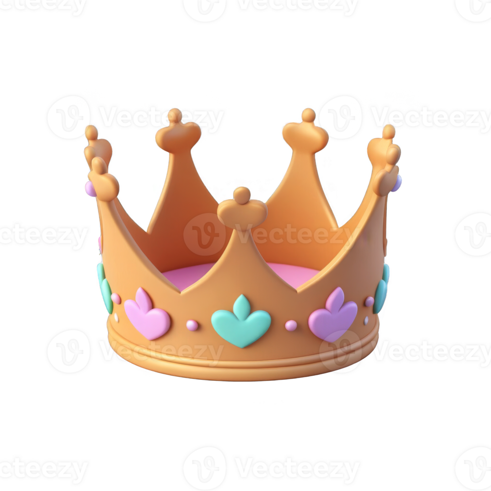 Cartoon clay crown smooth rendering png