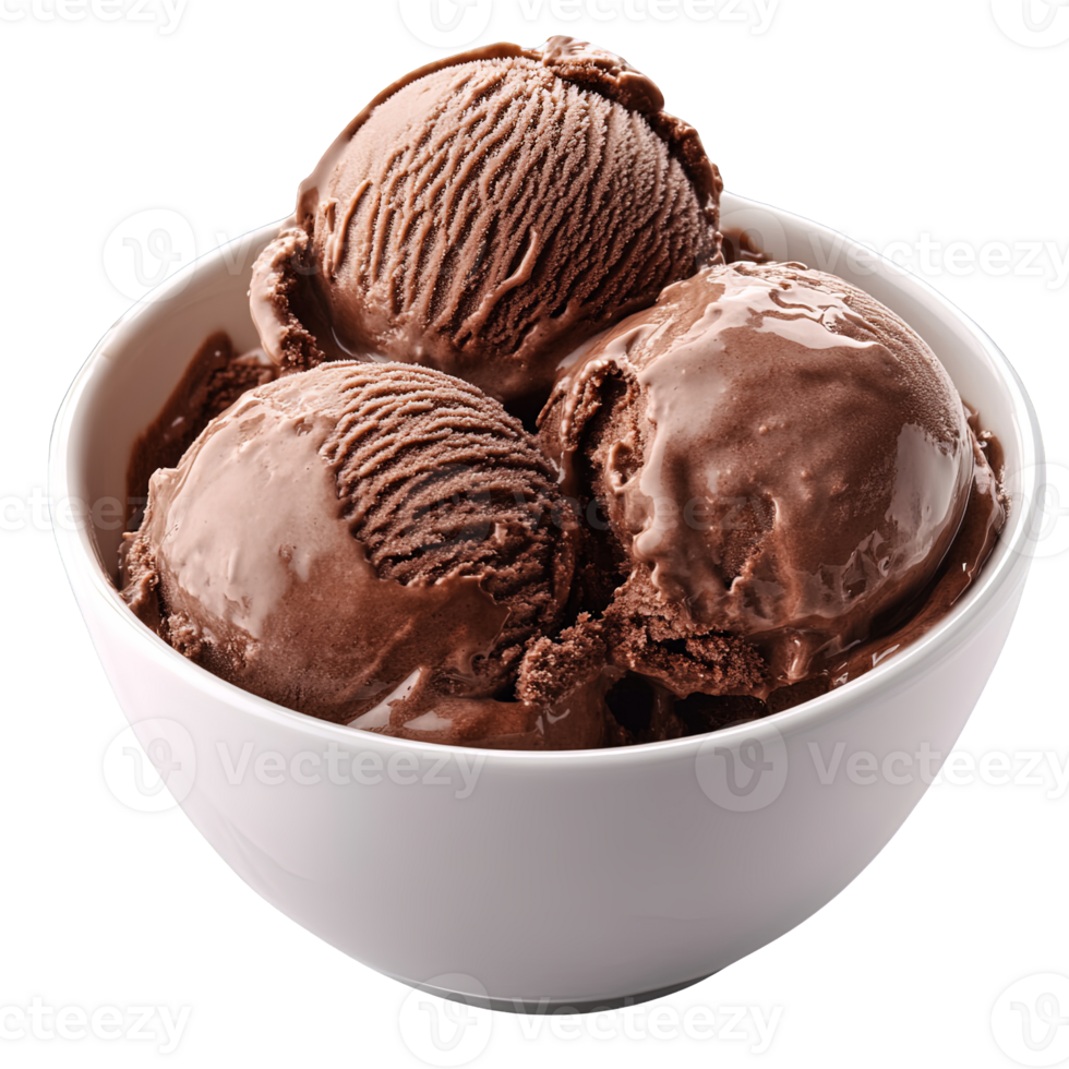 Chocolate ice cream in bowl isolated dessert png