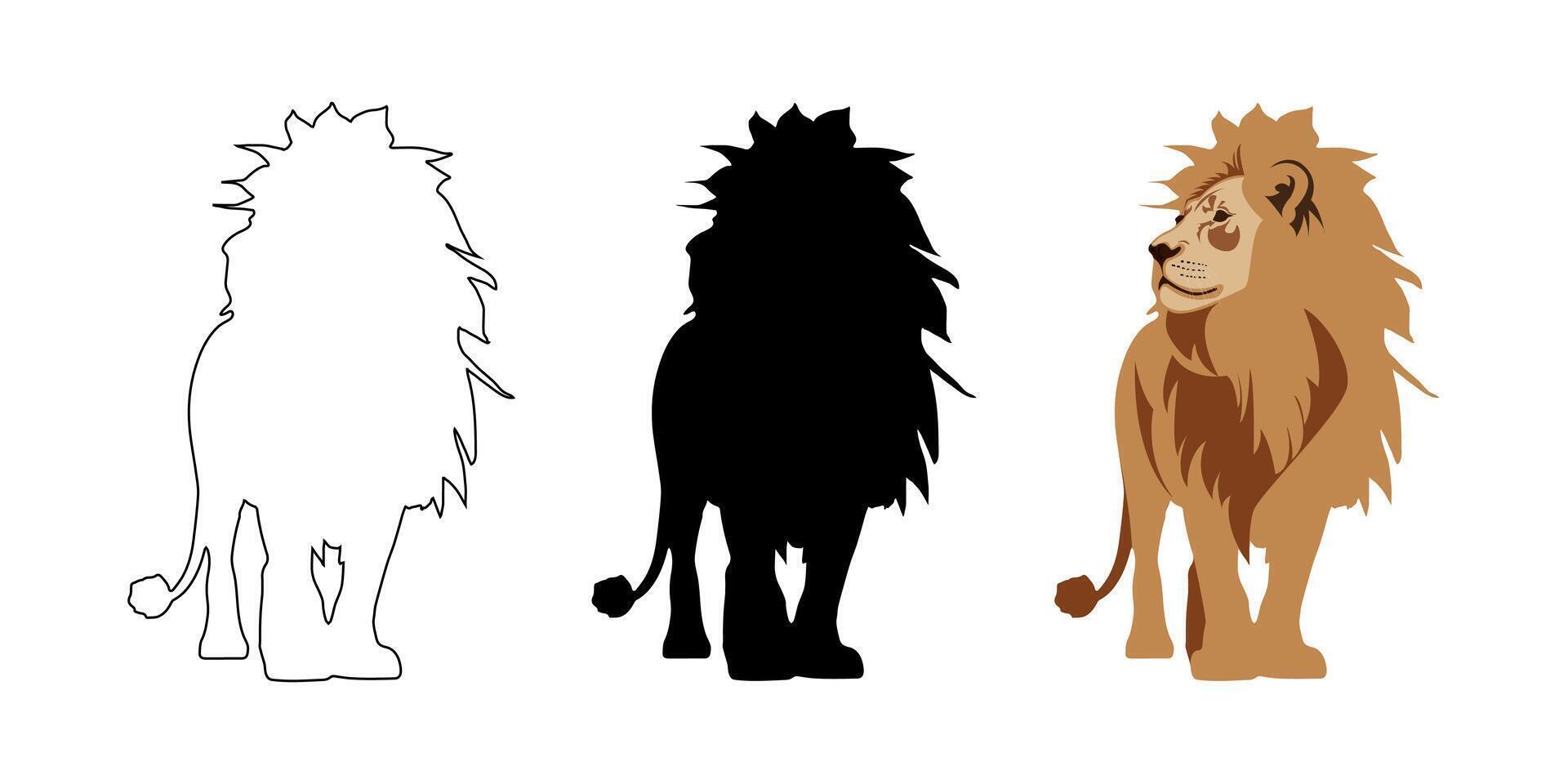 Wild Animal Lion, King of the Jungle. Silhouette vector