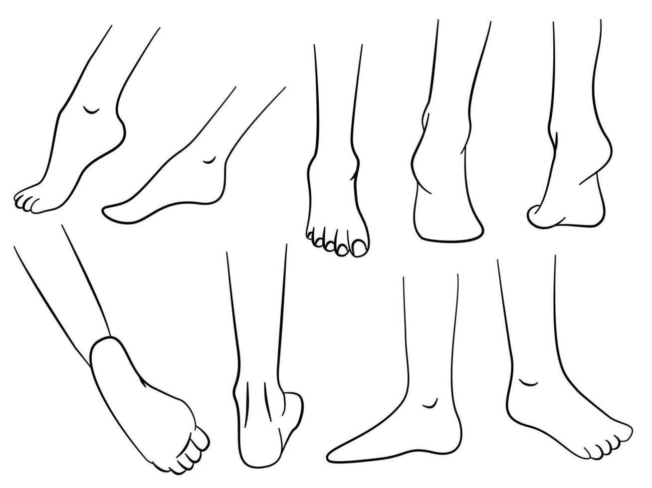 Human Leg and Foot Care Icon Set in Line vector
