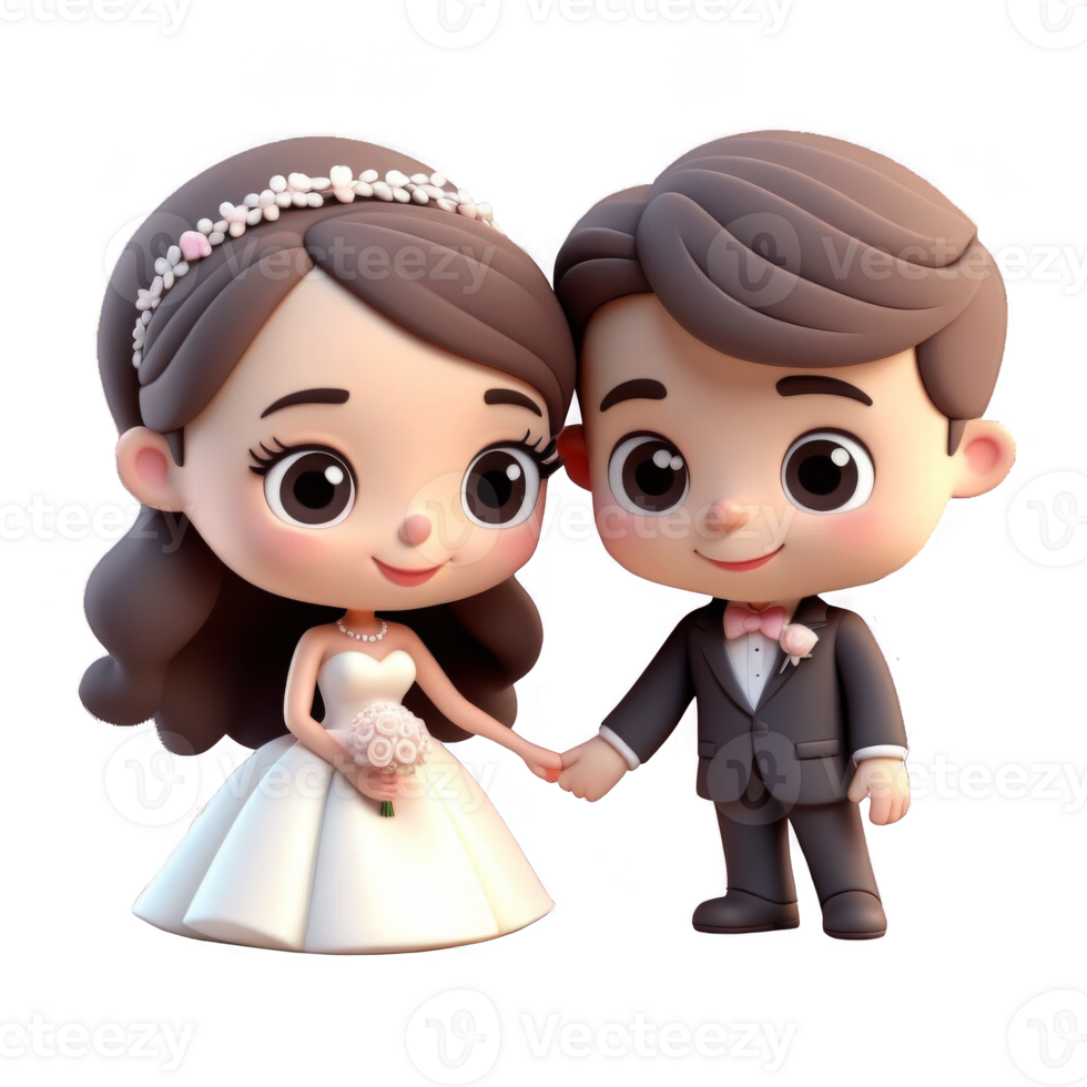 Wedding couple cartoon character cute png