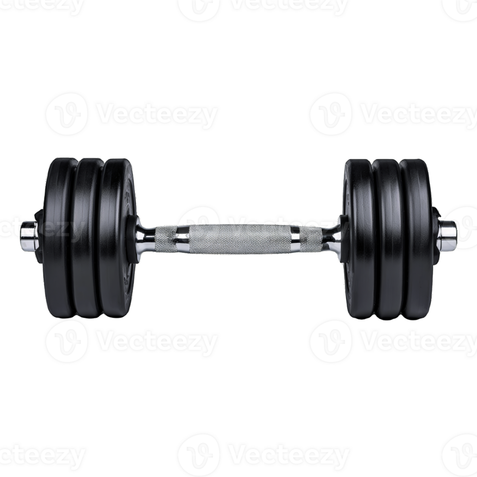 Modern dumbbell set with grip texture isolated png