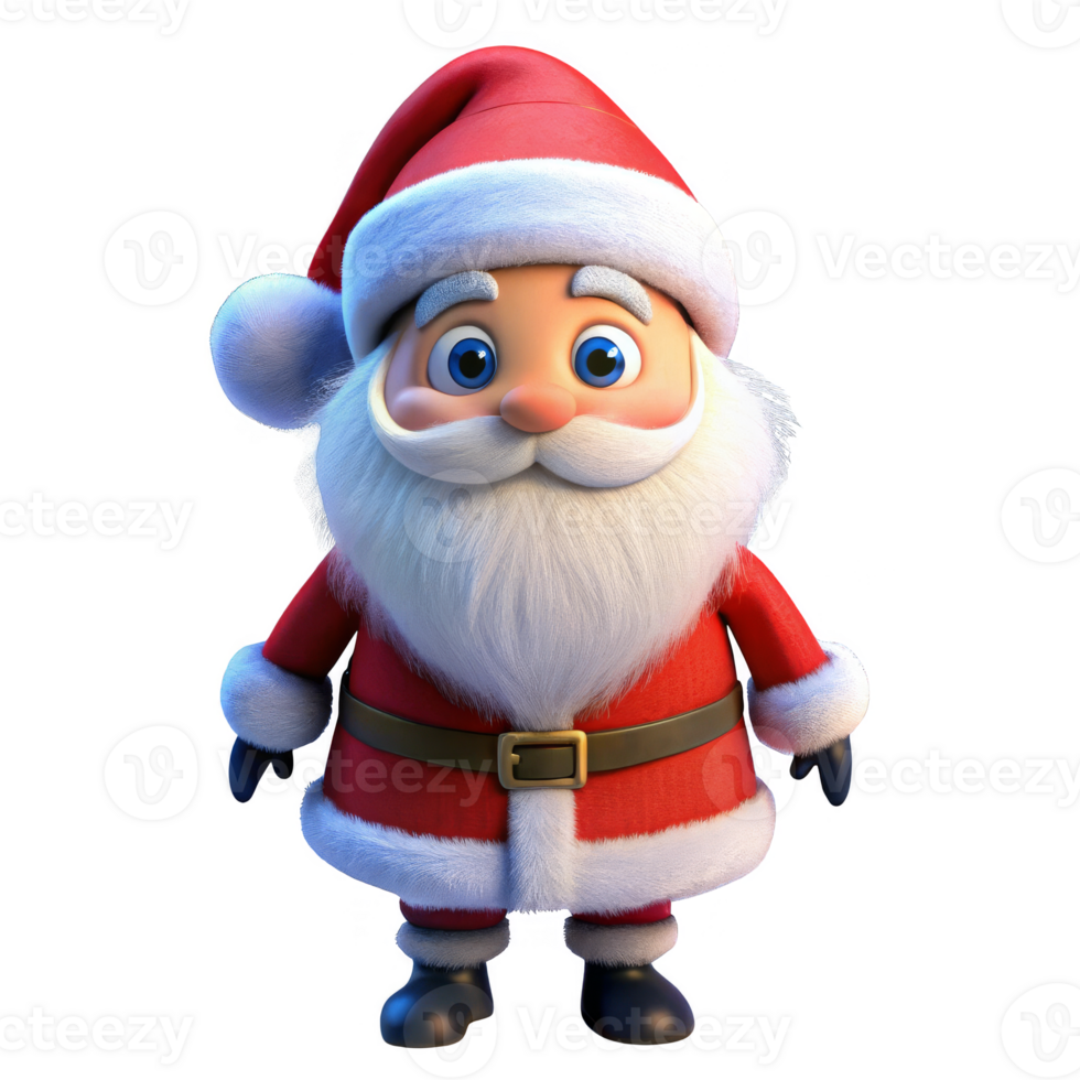 3D Pixar style Santa Claus cute png