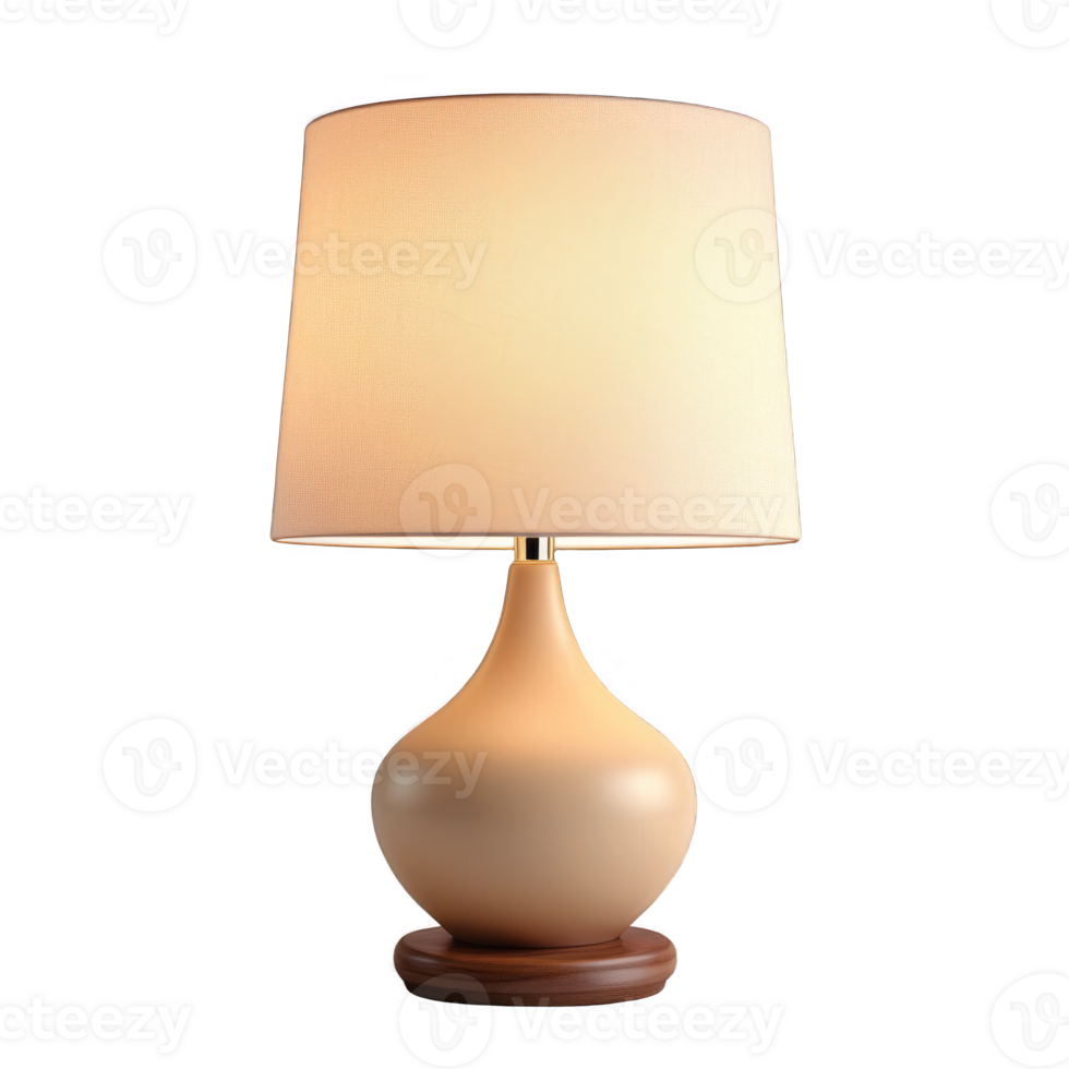 Stylish wooden base table lamp isolated png