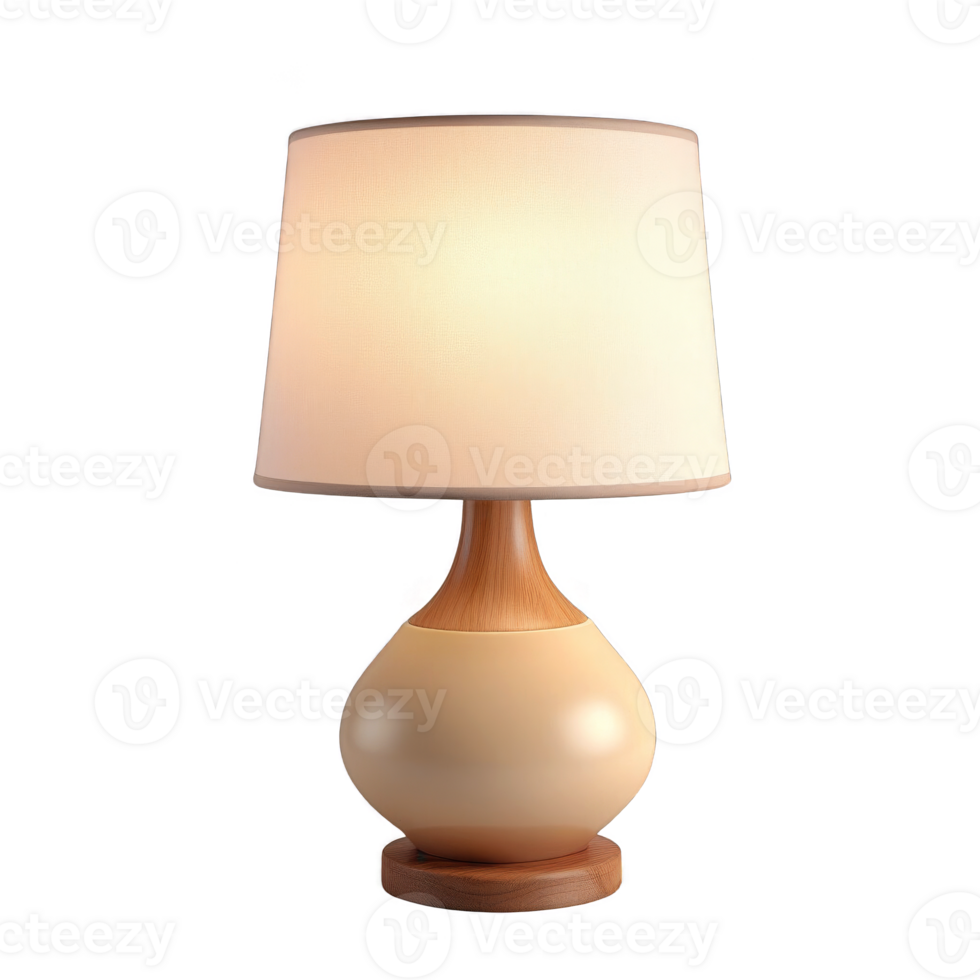 Wooden base elegant table lamp isolated png