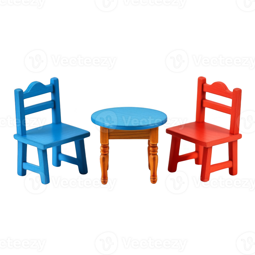 Dollhouse wooden chairs and table handcrafted png