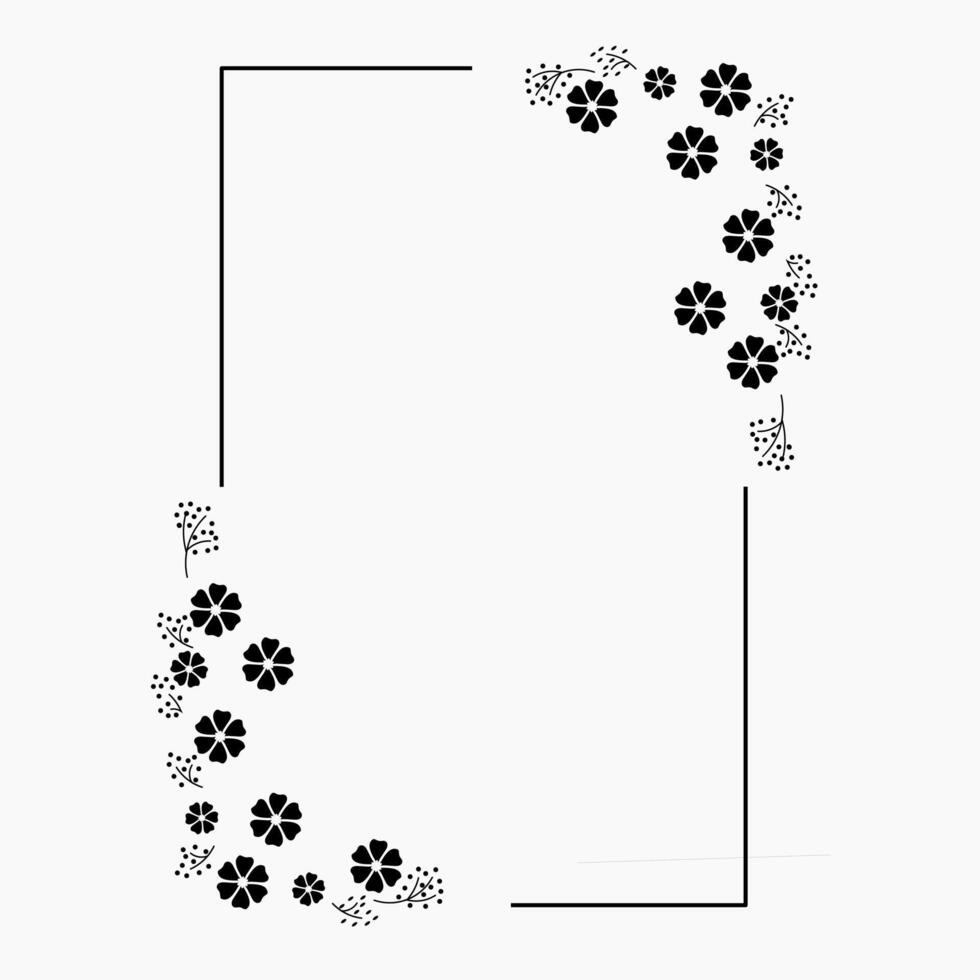 Black floral border vertical frame clip art vector