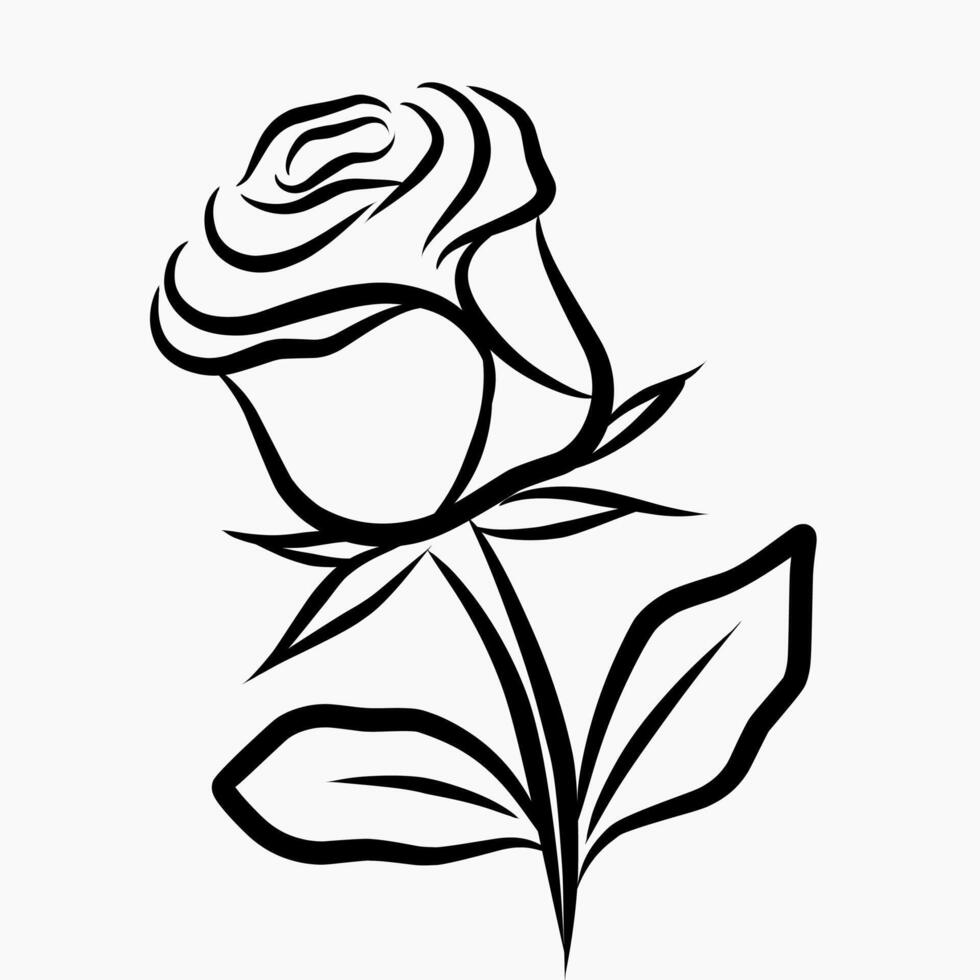 Single rose bud sketch clip art vector
