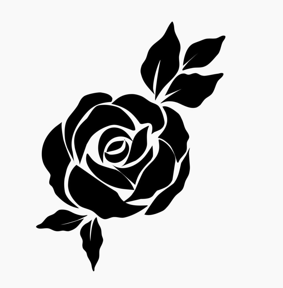 Black rose silhouette clipart vector
