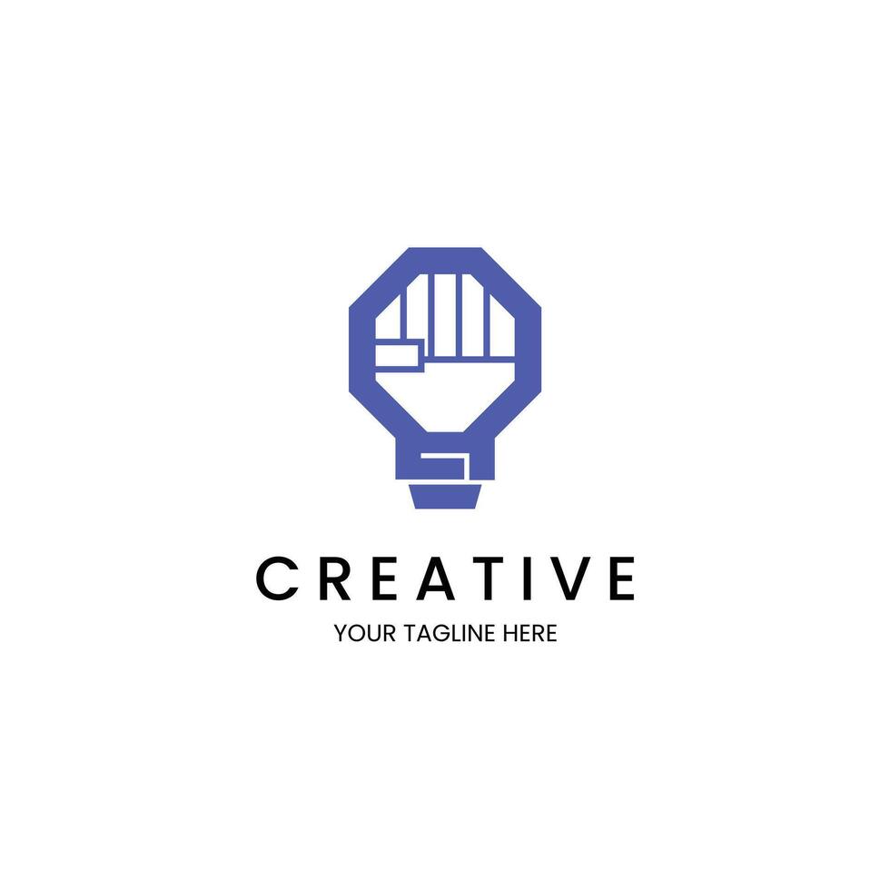 Bulb logo with fighting symbol vector