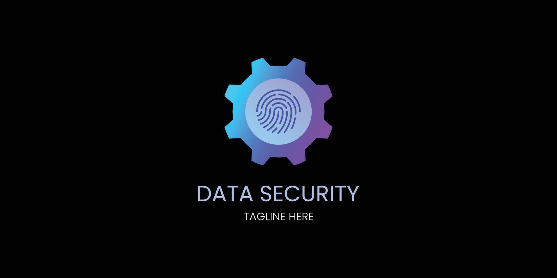 Tech logo for your brand. A logo with fingerprint and gear vector