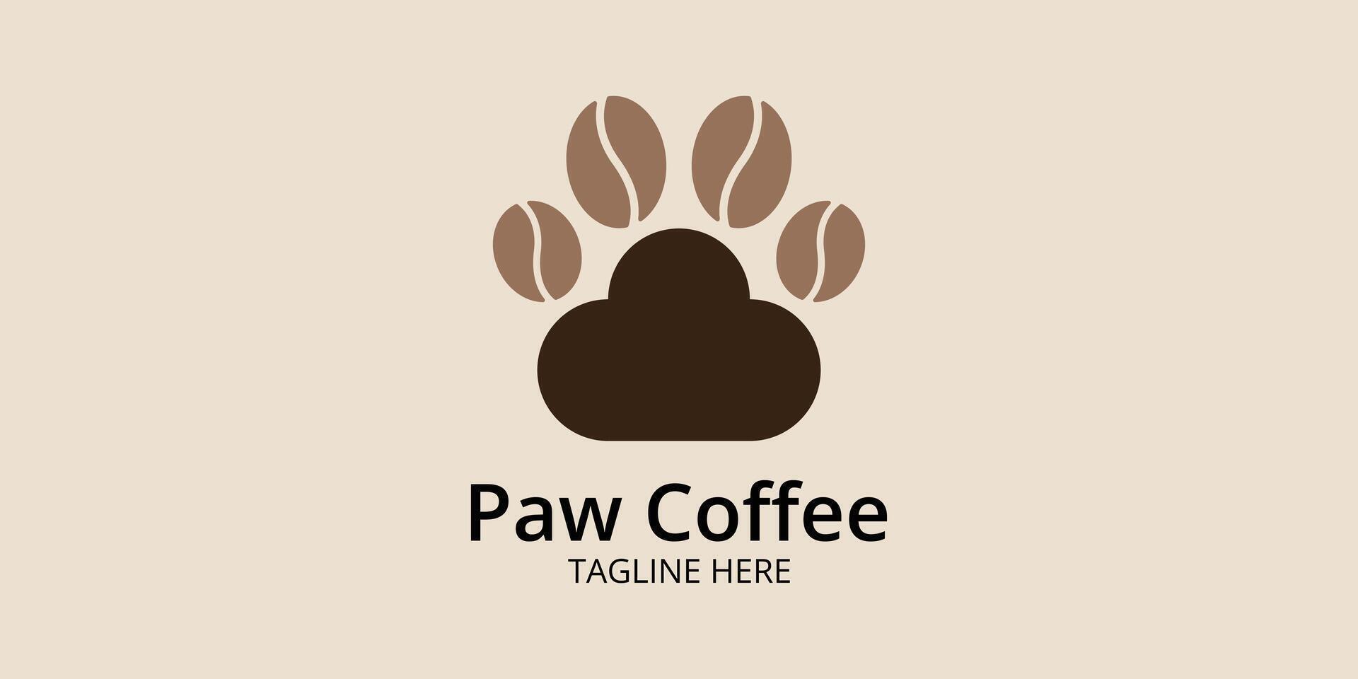 cafe logo, coffee bean logo with paw vector