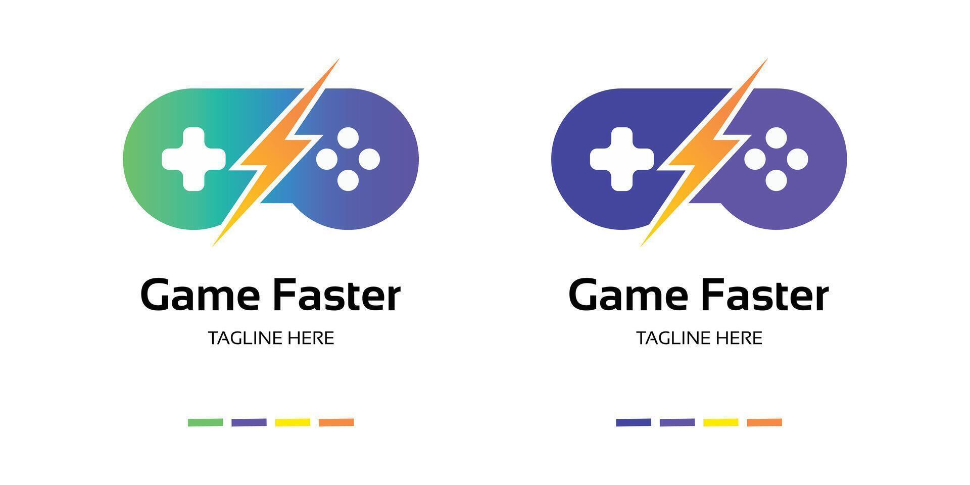 Game faster logo, a logo with joy stick and electric for gaming brand vector