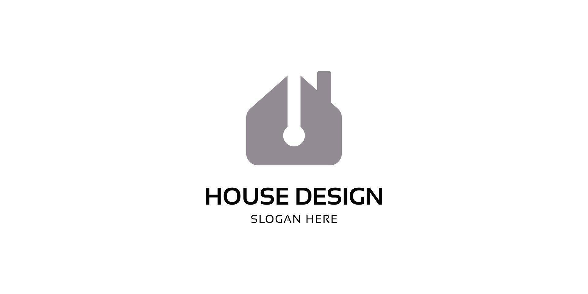 Minimalist logo template. A logo with a combination of home and pen vector