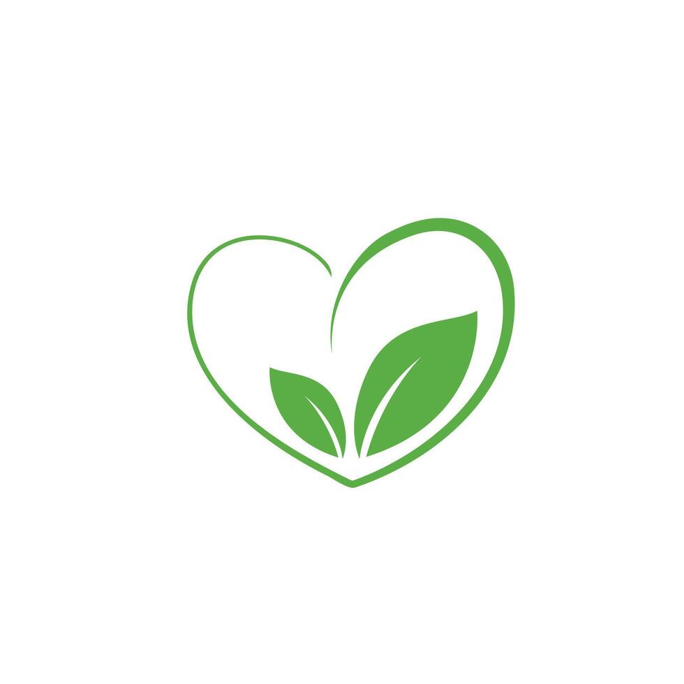 Leaf logo with love vector