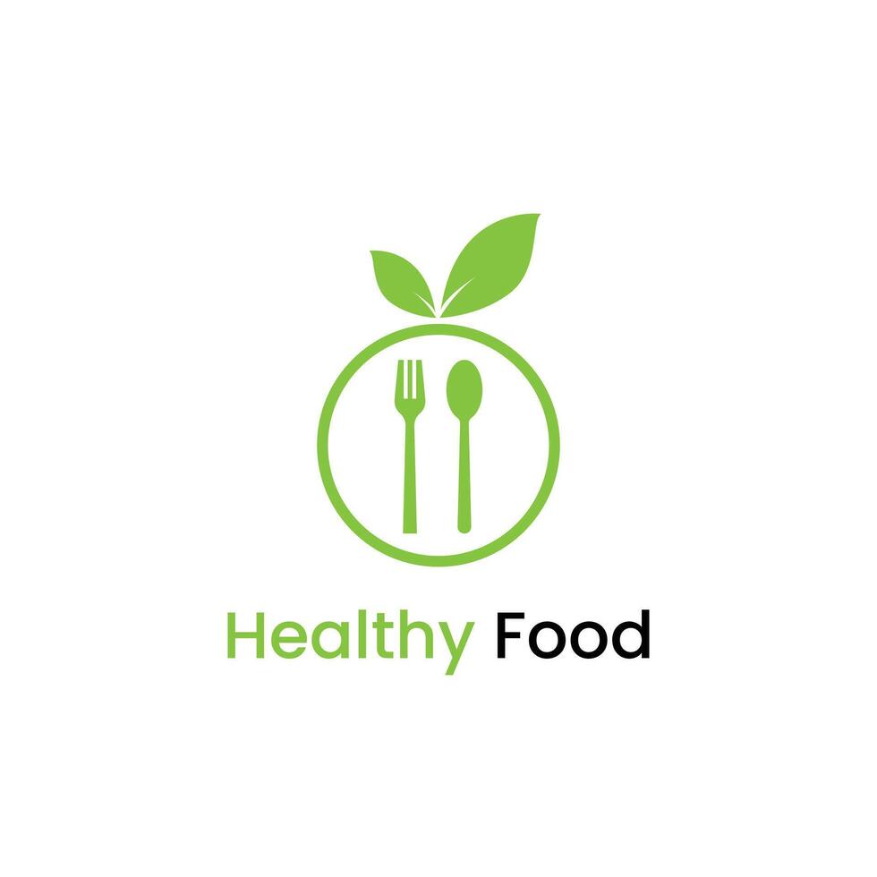 Spoon and fork logo for healthy food brand vector