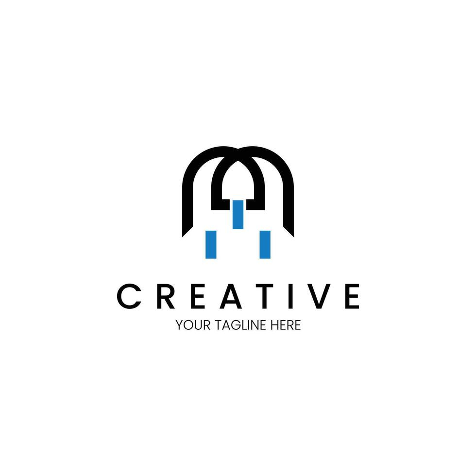 Letter M minimalist and clean plug logo vector