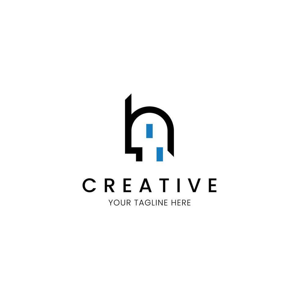 Letter H lowercase minimalist and clean plug logo vector