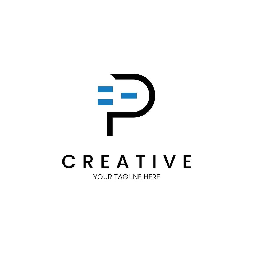 Letter P minimalist and clean plug logo vector
